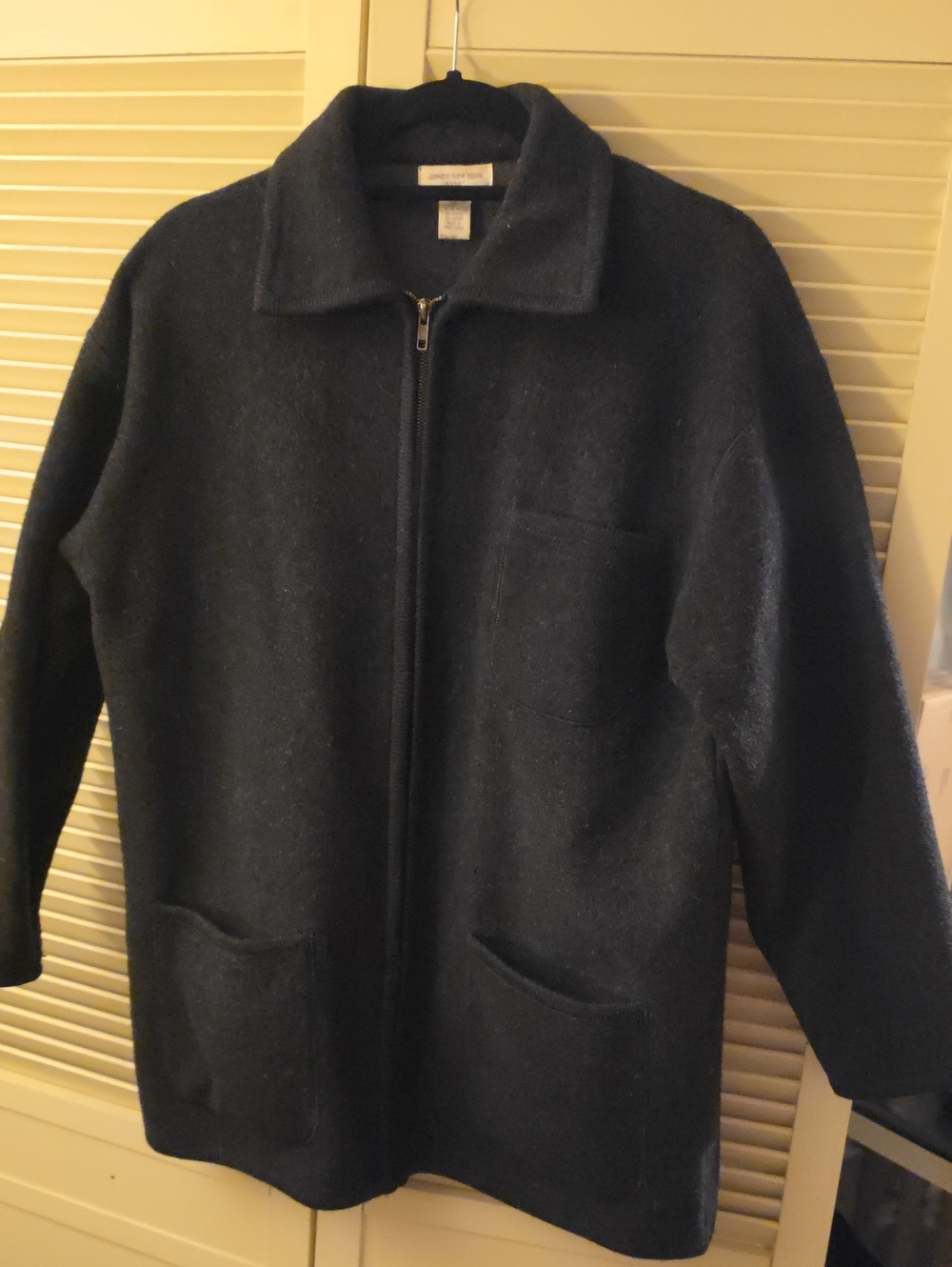 Jones New York Dark Gray Zip-Front Wool Blend Barn Jacket